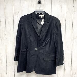 Coldwater Creek Jacket Women Sz 10 Black Single Button Long Sleeve Blazer Pocket